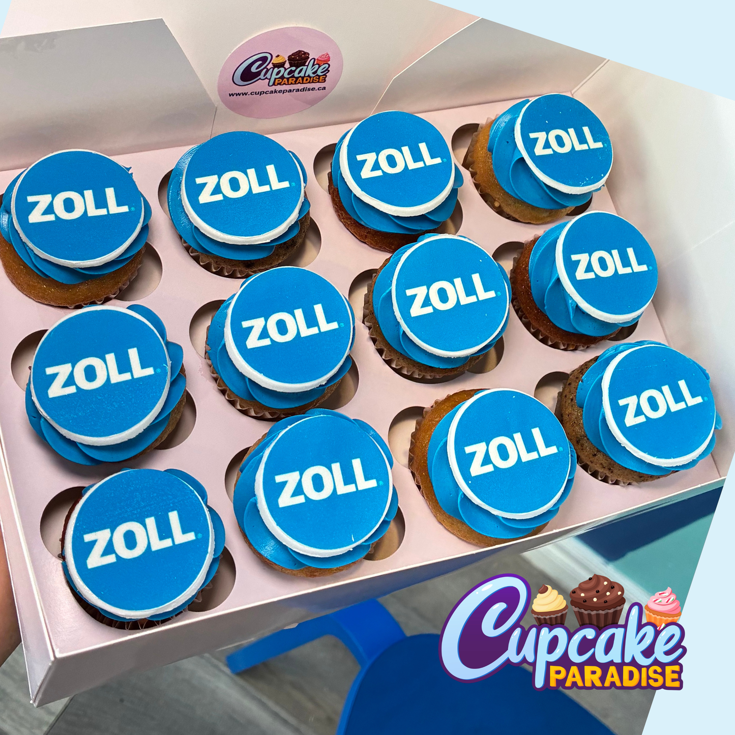 Branded Logo Mini cupcakes -24 pack Custom Color