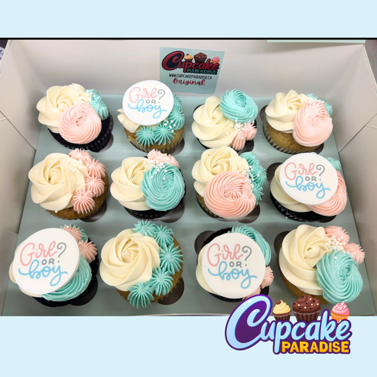 Gender Reveal Cupcakes - Rose and Swirl