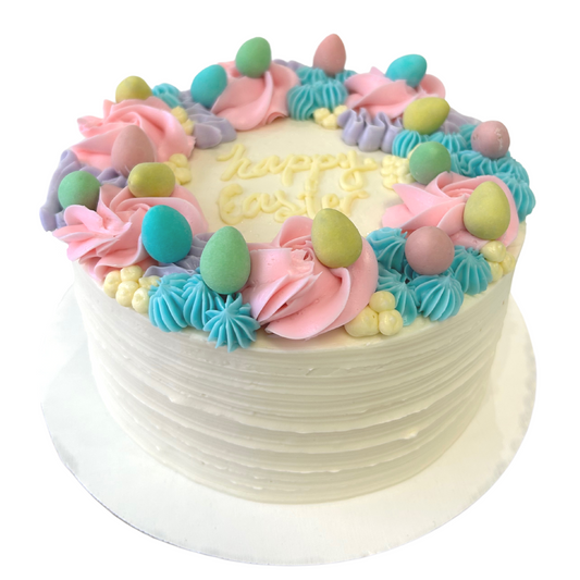 Pastel Floral Egg Wreath Cake